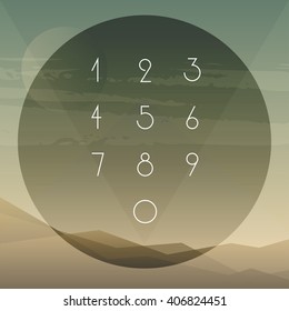 Geometrical numbers set. One from elegant sans serif font family.