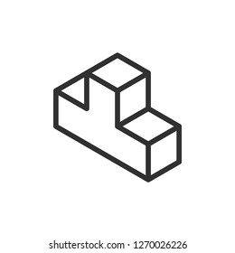 geometrical object, modeling. isometric. linear icon. Line with editable stroke