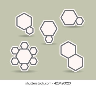 Geometrical objects designed as stickers with offset paths