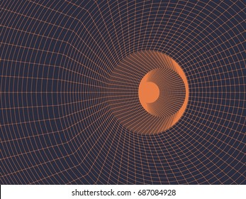 Geometrical orange abstraction grid polygonal vector background