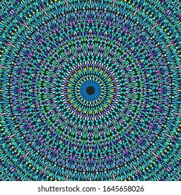 Geometrical oriental radial mosaic background - colorful abstract psychedelic hypnotic floral vector design