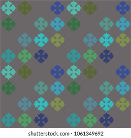 Geometrical ornament. Eastern motifs. Curved lines. cold color scale. Vector image. Simple stylization. Design. A motley print. Pattern for tiles. Surface design.