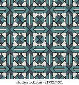 Ornamento geométrico. Patrón sin foco. Fondo abstracto. Papel mural de figuras. Fondo geométrico. Motivo étnico. El mosaico adornado. Papel digital. Impresión textil. Diseño web. Obra artística de vectores