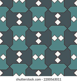 Geometrical ornament. Seamless pattern. Abstract backdrop. Figures wallpaper. Geometric background. Ethnic motif. Mosaic ornate. Digital paper. Textile print. Web design. Vector artwork