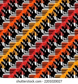 Geometrisches Ornament. Nahtloses Muster. Abstrakter Hintergrund. Quadriert Bildschirmhintergrund. Geometrischer Hintergrund. Ethnische Motive. Mosaikornat. Digitales Papier. Textildruck. Webdesign. Vektorkunst.