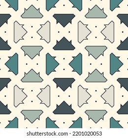 Geometrical ornament. Seamless pattern. Abstract backdrop. Figures wallpaper. Geometric background. Ethnic motif. Mosaic ornate. Digital paper. Textile print. Web design. Vector art work