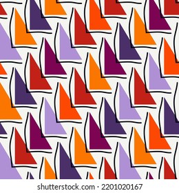 Geometrical ornament. Seamless pattern. Abstract backdrop. Triangles wallpaper. Geometric background. Ethnic motif. Mosaic ornate. Digital paper. Textile print. Web design. Vector artwork.