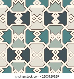 Ornamento geométrico. Patrón sin foco. Fondo abstracto. Papel mural de figuras. Fondo geométrico. Motivo étnico. El mosaico adornado. Papel digital. Impresión textil. Diseño web. Trabajo de vectores