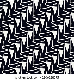 Ornamento geométrico. Patrón sin foco. Fondo abstracto. Fondo de pantalla de Triangles. Fondo geométrico. Motivo étnico. El mosaico adornado. Papel digital. Impresión textil. Diseño web. Obra de arte de vectores