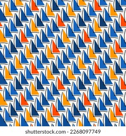 Geometrical ornament. Seamless pattern. Abstract backdrop. Triangles wallpaper. Geometric background. Ethnic motif. Mosaic ornate. Digital paper. Textile print. Web design. Vector artwork.