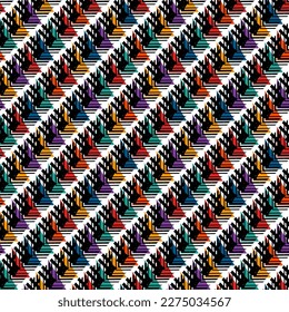Geometrical ornament. Seamless pattern. Abstract backdrop. Triangles wallpaper. Geometric background. Ethnic motif. Mosaic ornate. Digital paper. Textile print. Web design. Vector art work.