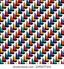 Geometrical ornament. Seamless pattern. Abstract backdrop. Triangles wallpaper. Geometric background. Ethnic motif. Mosaic ornate. Digital paper. Textile print. Web design. Vector artwork