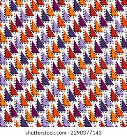 Ornamento geométrico. Patrón sin foco. Fondo abstracto. Fondo de pantalla de Triangles. Fondo geométrico. Motivo étnico. El mosaico adornado. Papel digital. Impresión textil. Diseño web. Obra de arte de vectores
