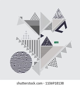 Geometrical pattern background in various triangle and circle shapes, illustration vector eps10