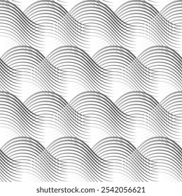 Patrón geométrico de ondas en blanco y negro