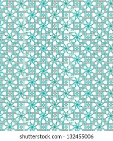 geometrical pattern with blue,beige, turquoise and white colors