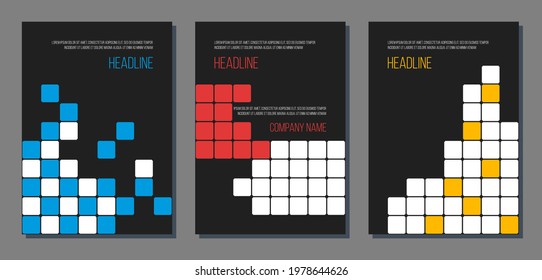 geometrical pattern booklet or business presentation, flat vector dark background page template