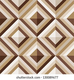 Geometrical pattern in brown&golden colors, seamless vector background. For fashion textile, cloth, backgrounds.