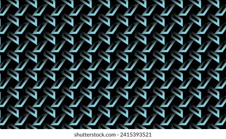 Diseño de patrones geométricos en fondo negro y azul abstracto para cualquier necesidad de textura de telas.