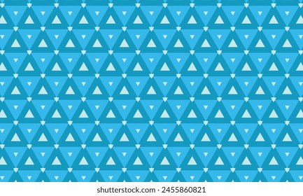Geometrical pattern design in abstract blue triangles background for any fabrics texture needs.