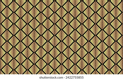 Geometrical pattern design in abstract gold leaves background for any fabrics texture needs.