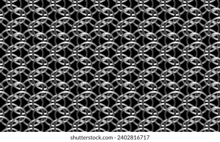 Geometrical pattern design in abstract rings monochrome background.