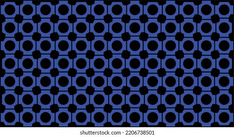 Geometrical pattern design in black background. Circle and polygonal pattern. Good for fabrics, textiles, or carpets.