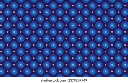 Diseño de patrones geométricos en fondo azul redondo.