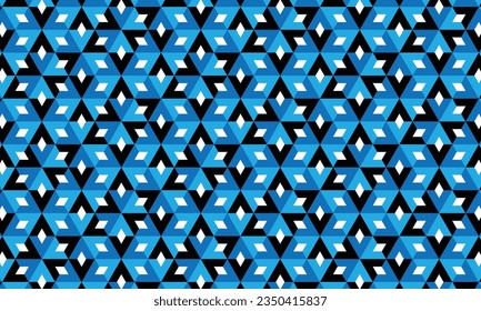 Diseño de patrones geométricos en fondo de estrella azul.