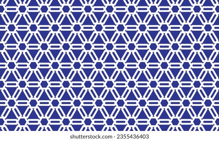 Diseño de patrones geométricos en fondo azul y blanco.