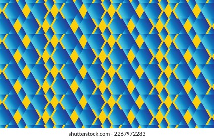 Geometrical pattern design in blue and yellow background. Good for textile, carpet, or rugs.