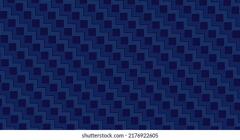 Diseño de patrones geométricos en fondo azul oscuro. Parece como tejer líneas. Ideal para los tejidos o el diseño de la moda.