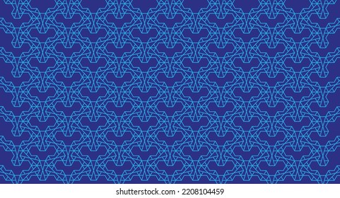 Geometrical pattern design in dark blue background. Very good for fabrics, rugs, textiles or else.