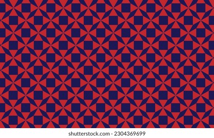 Geometrical pattern design in dark blue and red background.