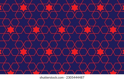 Geometrical pattern design in dark blue and red background for any fabrics texture needs.