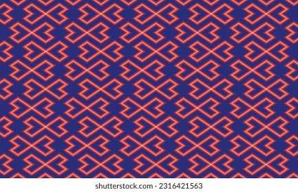 Geometrical pattern design in dark blue, red and white background for any fabrics texture needs.