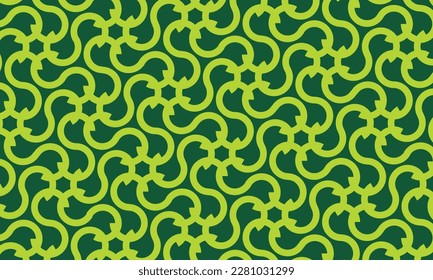 Geometrical pattern design in dark and light green background for carpet, textile or rugs texture.