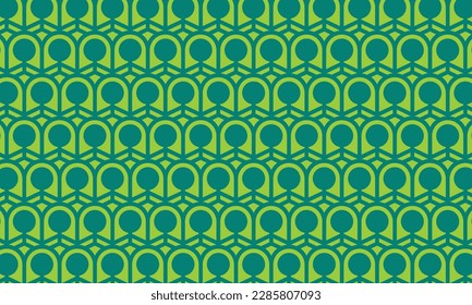 Geometrical pattern design in green background for banner or textile texture.