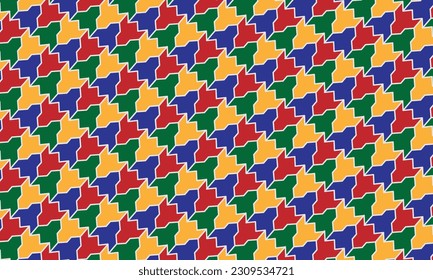 Geometrical pattern design in green red yellow and blue background.