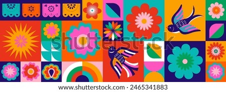 Geometrical pattern design for Hispanic Heritage month, Cinco de Mayo, Mexican fiesta or any other Latino celebration. Vector design and illustration