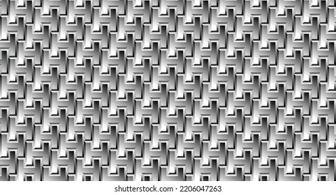Geometrical pattern design inspired by capital letter of H. Gradient color. Seamless pattern. Black and white background.