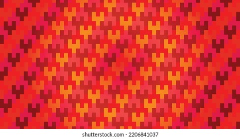 Geometrical pattern design inspired by the capital letter of Y. Full color of red and orange mix with magenta. Suitable for fabrics or textiles.