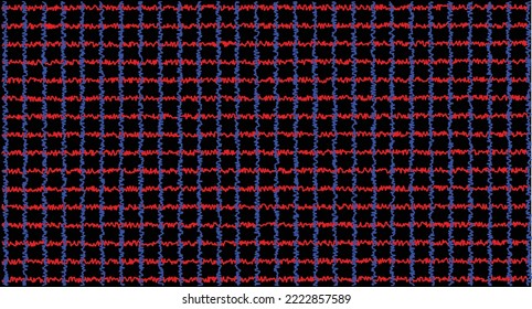 Geometrical pattern design inspired by the waves. Red and blue color make the pattern looks like 3d object.