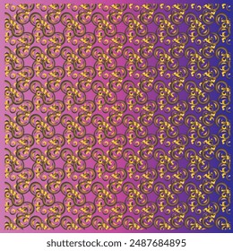 Geometrical pattern design inspired by wooden design. Seamless design in gradient green and yellow background.