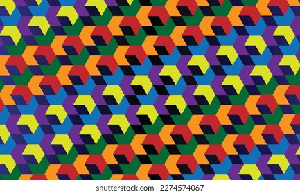 Geometrical pattern design in multi color background for rugs or carpet.