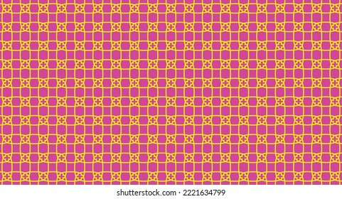 Geometrical pattern design in pink color and yellow lines. It's good for fashion design.