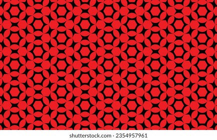 Diseño de patrones geométricos en fondo rojo y negro.