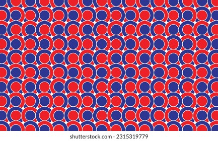 Diseño de patrones geométricos en fondo rojo y azul.
