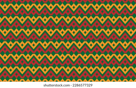 Geometrical pattern design in red, orange, and green background for any fashion texture need. 