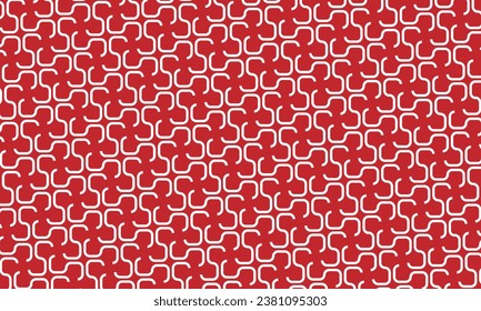 Geometrical pattern design in S letter red and white background.